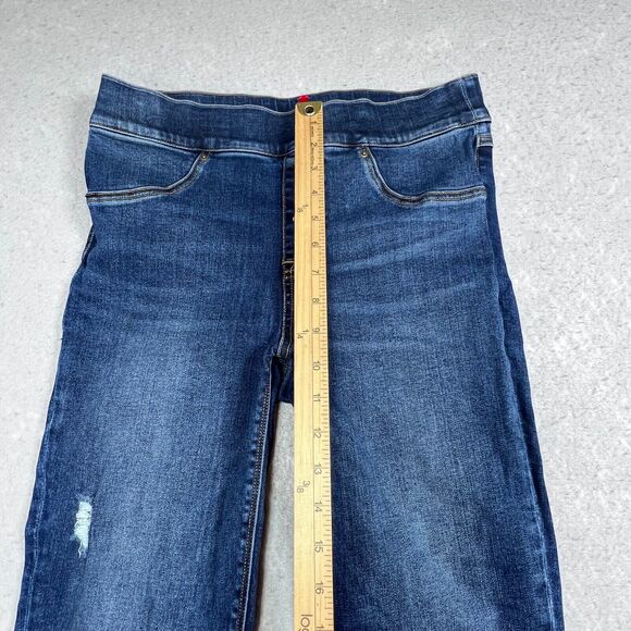 Spanx Jeans Womens Size Medium Blue Distressed Ankle Skinny Jeans Raw Hem - Picture 6 of 11